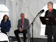 Gov . Kate Brown, Commissioner Roger Nyquist and Transportation Commission Vice-chair Julie Brown.