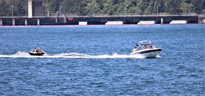 Water skiing on Foster Reservoir